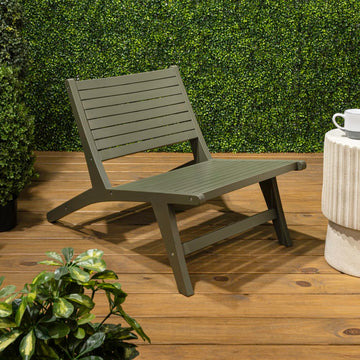 Leo Mid-Century Modern Wood Armless Outdoor Patio Chair